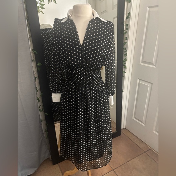 Zara Black and White Polka Dot Maxi Dress - Picture 1 of 2